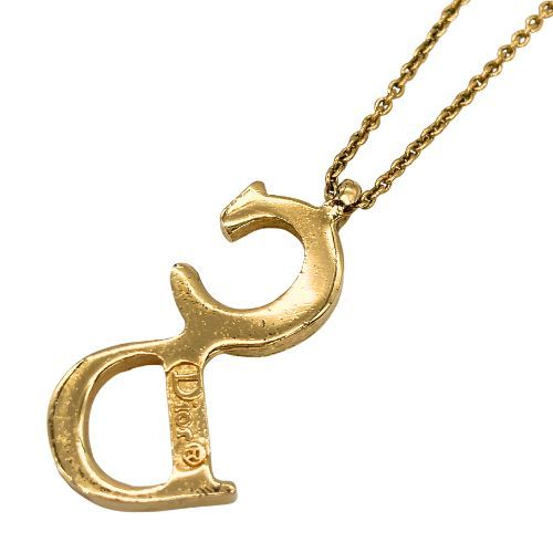 Christian DIOR Necklace Gold Plated Metal Gold Plated Metal Vintage CD Logo Gold