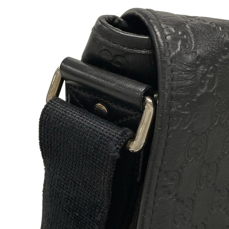 Gucci Shoulder Bag Stripe Line 246067 Black Leather