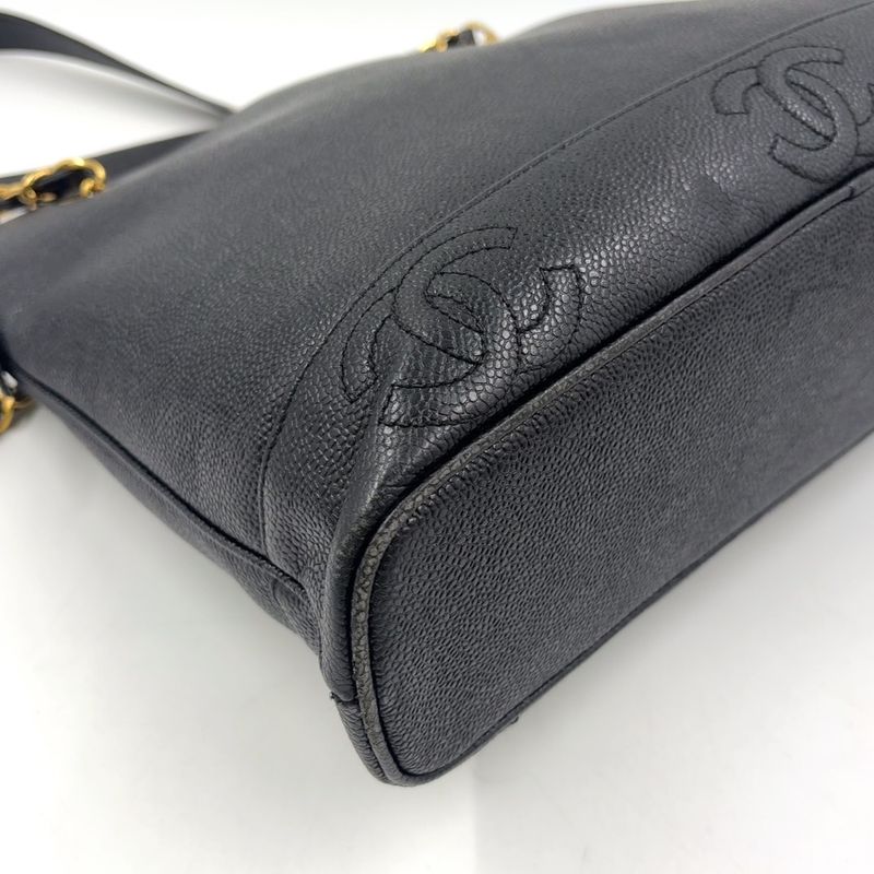 Chanel Triple Coco Mark Serial No 4 Series Chain Shoulder Bag Caviar Skin Black
