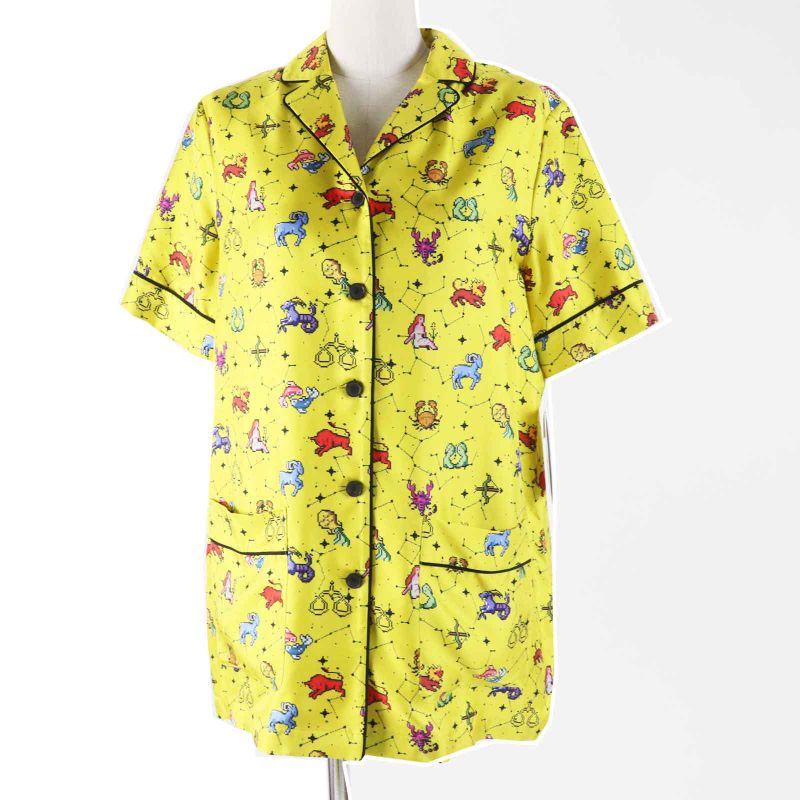 Christian DIOR 22AW 241v29a6633 100% Silk Zodiac Pixel Short Sleeve Shirt