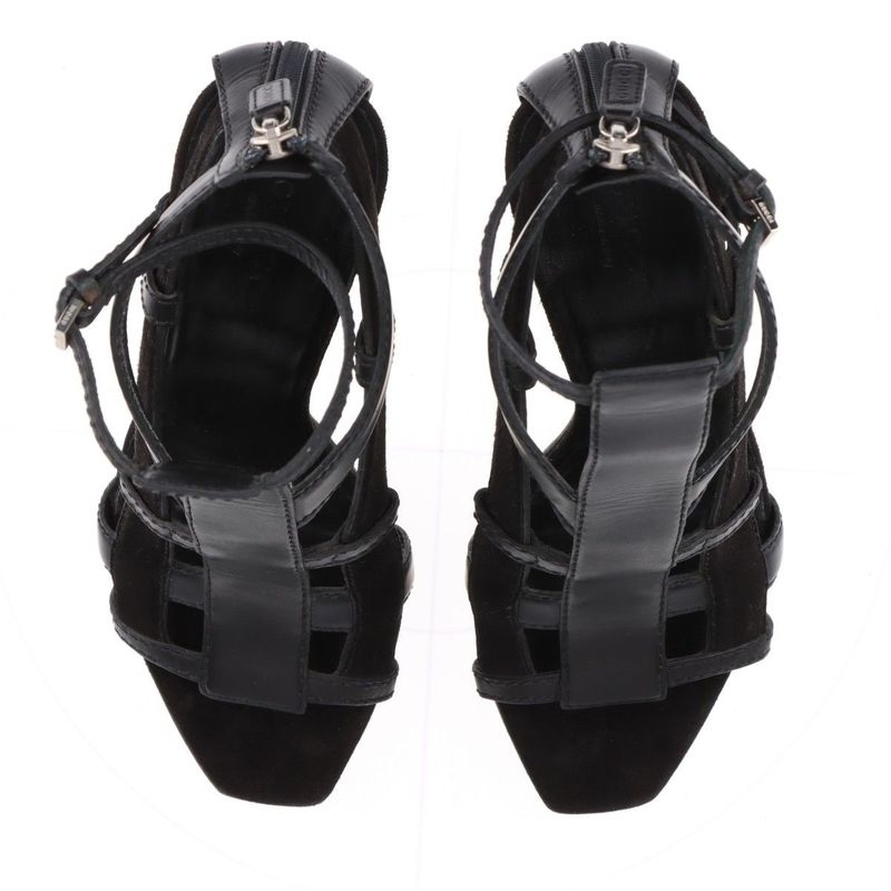 Gucci Leather Sandals Women's 34 1 2 241464 Black Made In Italy