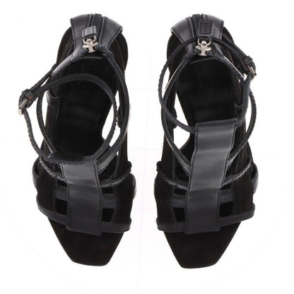 Gucci Leather Sandals Women's 34 1 2 241464 Black Made In Italy