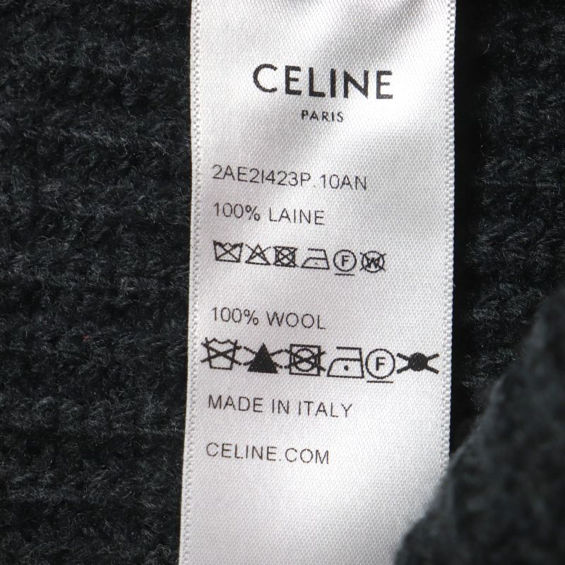 Celine 2a25r423p 100% Wool Current Product Hat With Logo Patch Dark Gray Made