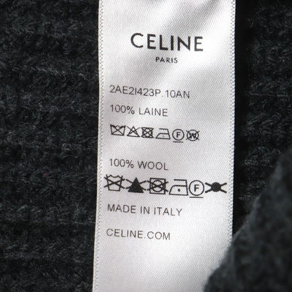 Celine 2a25r423p 100% Wool Current Product Hat With Logo Patch Dark Gray Made