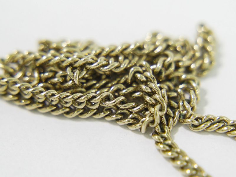 Authentic Chanel Coco Mark Necklace Pendant GP Gold Plated Chien Pan Gold Beige