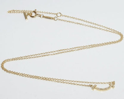 Tiffany & Co Pendant Necklace 18K Yellow Gold Diamond 003ct T-smile Pendant