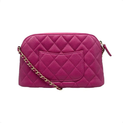 Chanel Shoulder Bag Classic Chain Clutch Matelasse Caviar Skin Coco Mark Pink