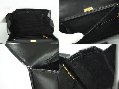 Authentic Gucci Bamboo 2WAY Shoulder Bag Handbag Pochette Leather Black Bamboo