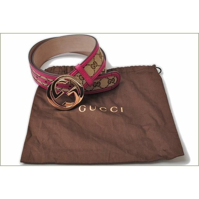 Unused Gucci Belt GG Brown Beige Pink 114876 Fwcgg 8961
