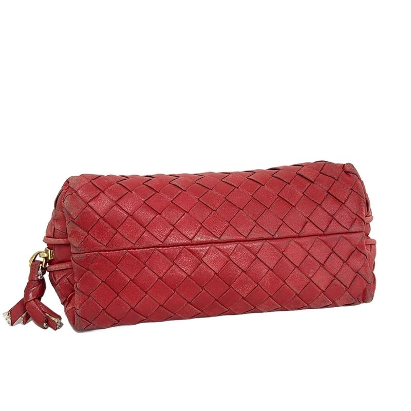 Bottega Veneta Pouch Intrecciato 132534 Red Leather