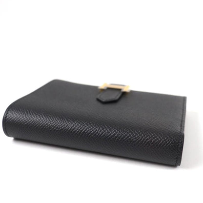 Hermes Bearn Compact Gold Hardware Vaux Epson Bifold Wallet Black With W