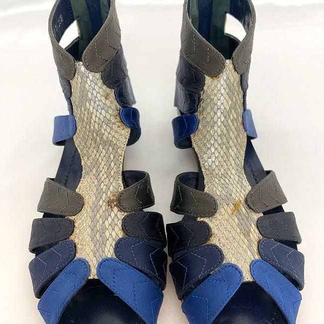Christian Dior Gurkha Sandals Silver Blue Navy