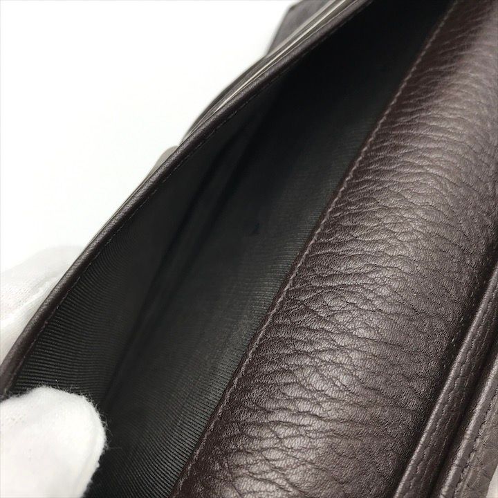 Gucci Geki Interlocking Sherry Line Leather Trifold Wallet Brown