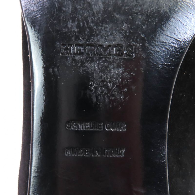 Hermes Gold Hardware With H Logo Hardware Chunky Heel Suede Leather Loafers