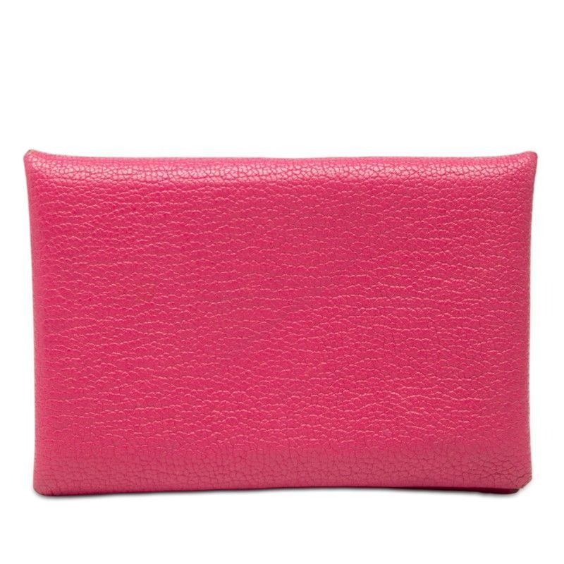 Hermes Calvi Card Case Pink Chevre