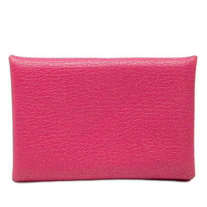Hermes Calvi Card Case Pink Chevre