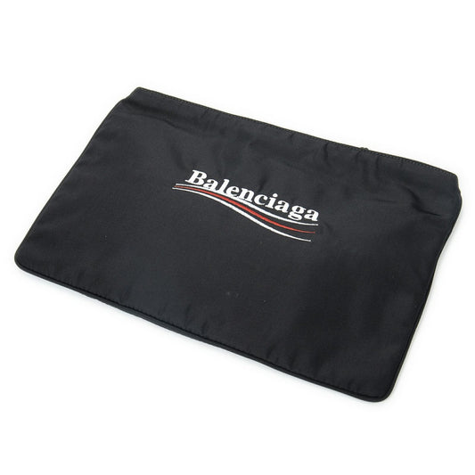 Balenciaga Flap Clutch Black Nylon Canvas