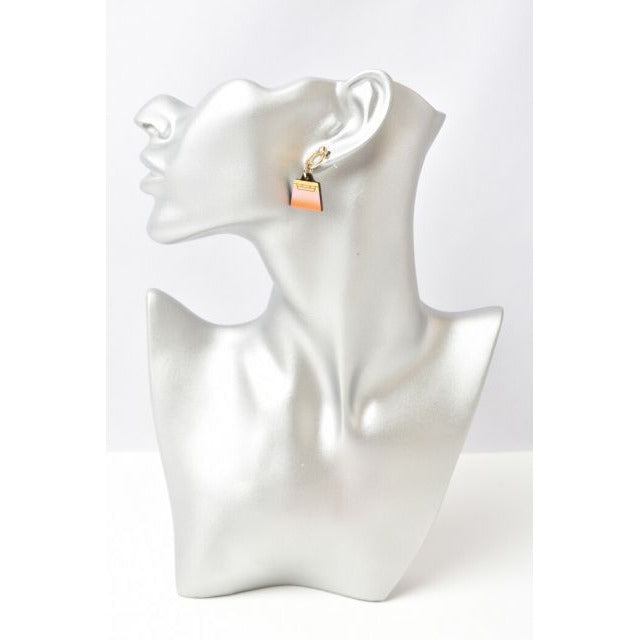 Hermes Earrings Fusion Amulet Maroquinier Buffalo Horn Cadenas Kelly — view 2