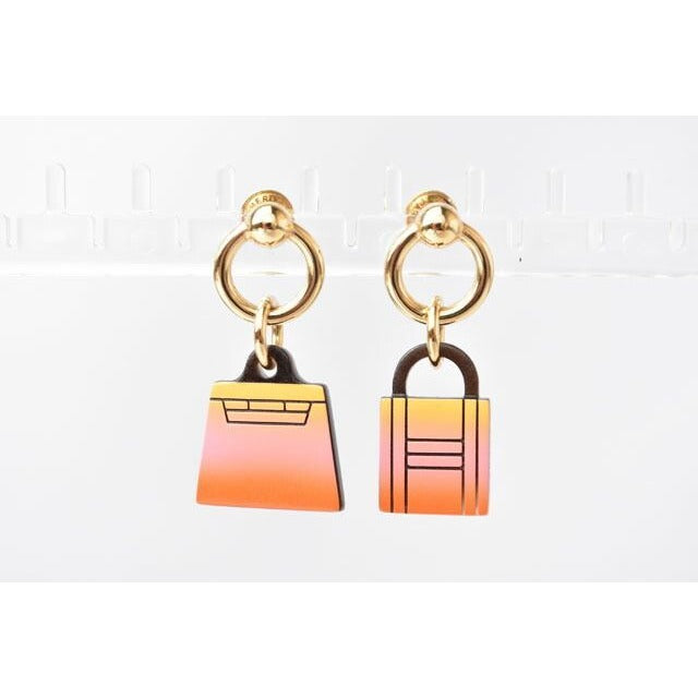 Hermes Earrings Fusion Amulet Maroquinier Buffalo Horn Cadenas Kelly — view 6