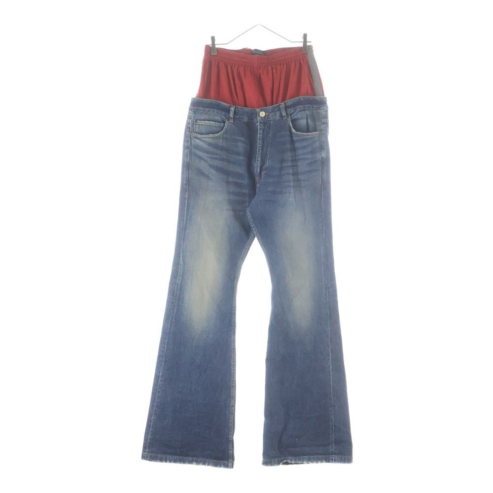 Balenciaga Layered Denim Pants Red Indigo