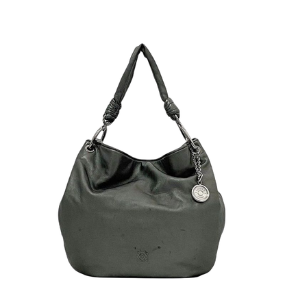 Loewe Tote Bag Metallic Gray Anagram Excellent Condition Preowned Leather