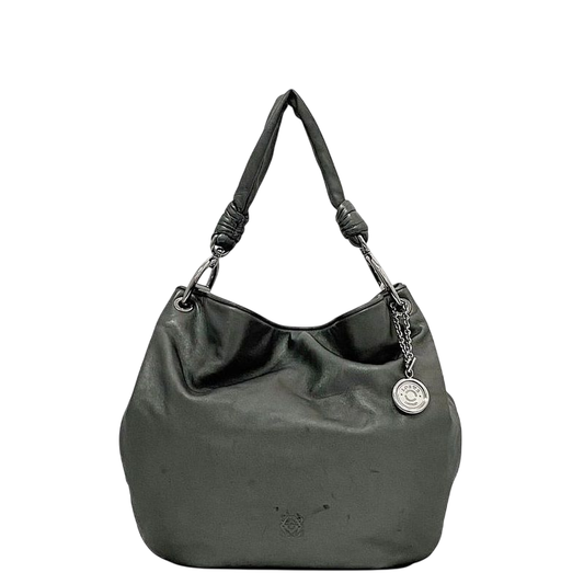 Loewe Tote Bag Metallic Gray Anagram Excellent Condition Preowned Leather