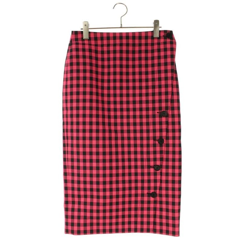 Balenciaga Tjo29 Button Design Check Skirt 36