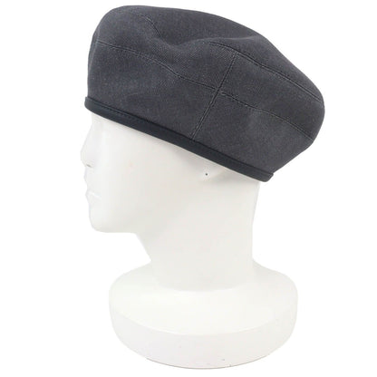 Hermes Saint Honore Cotton Series Button Leather Trimming Beret Hat Gray — view 2