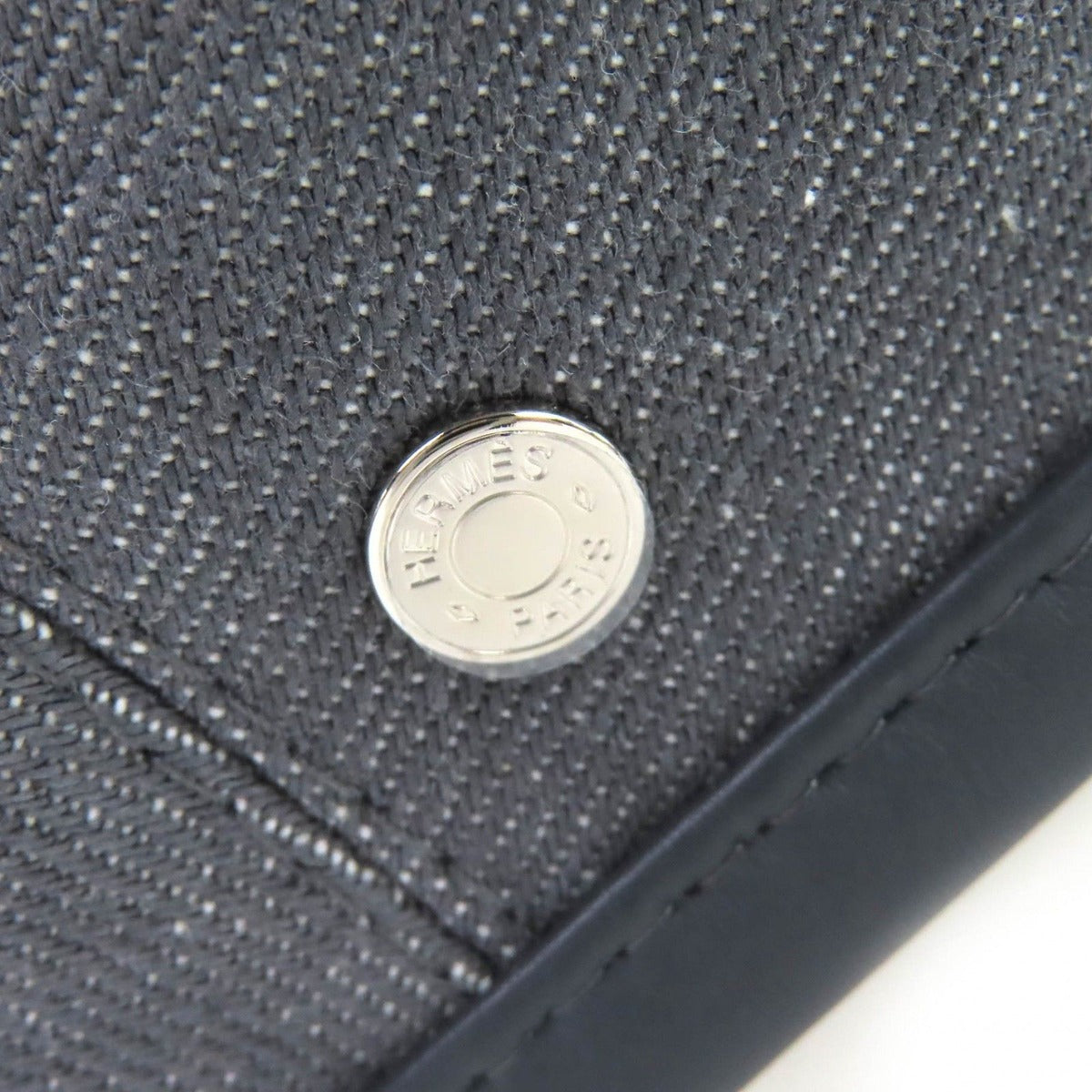 Hermes Saint Honore Cotton Series Button Leather Trimming Beret Hat Gray — view 6