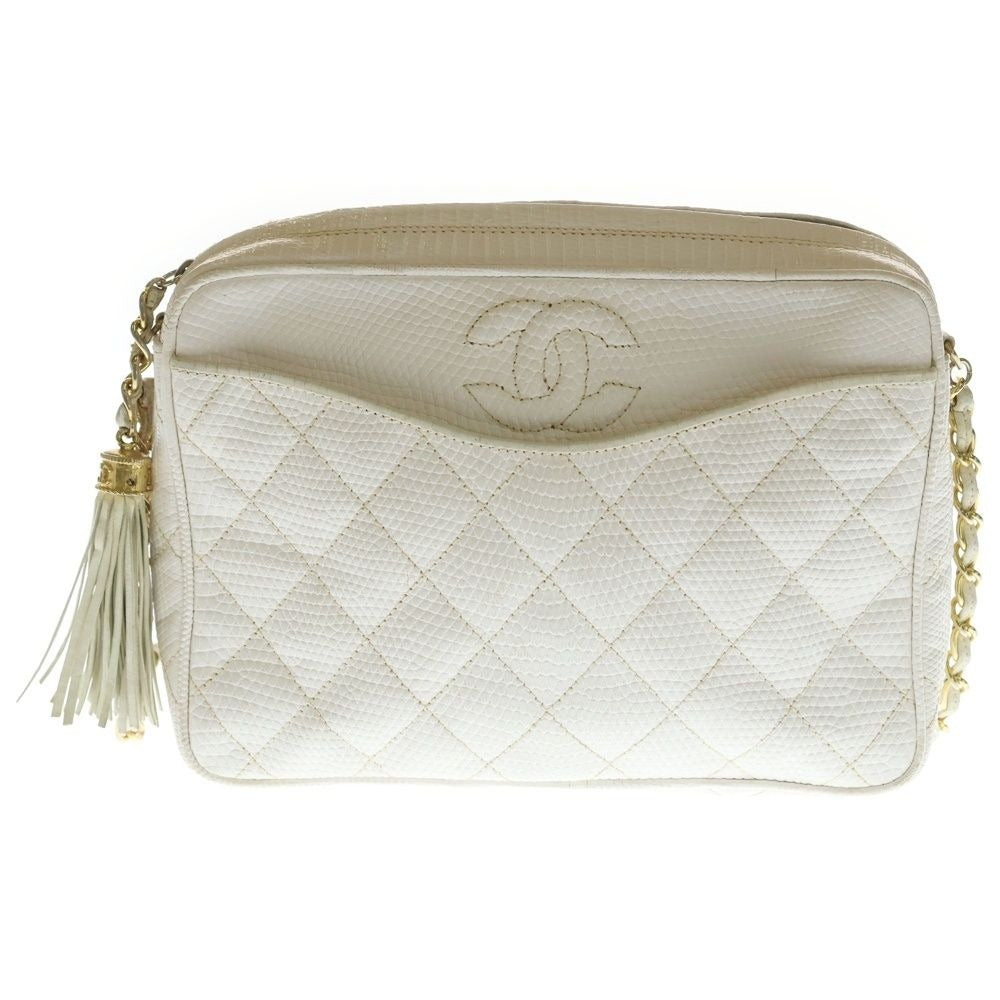 Chanel CC Logo Fringe Chain Shoulder Bag White
