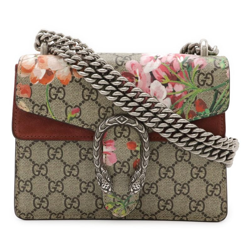 Gucci Dionysus GG Blooms Chain Bag Shoulder Taiga Head Suede Beige