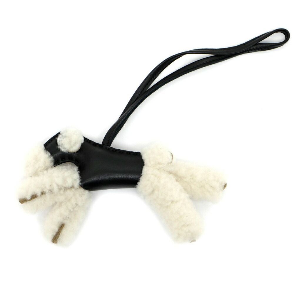 Hermes Buddy Charm BK Black WH White Mouton Agno Milo Bag Dog