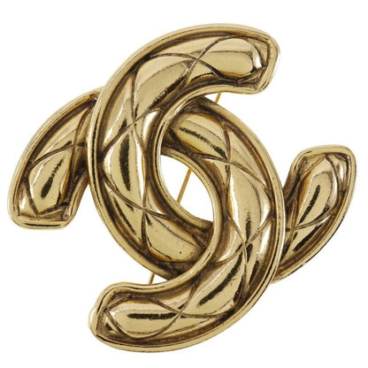 Chanel Coco Mark Quilted Gold Plated 34.3 g Brooch