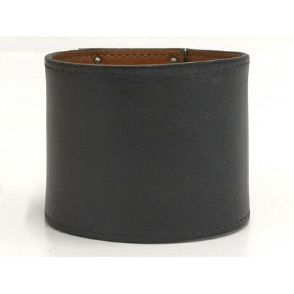 Hermes Bangle Kerry Dog Extreme Leather Plated Black Silver — view 2