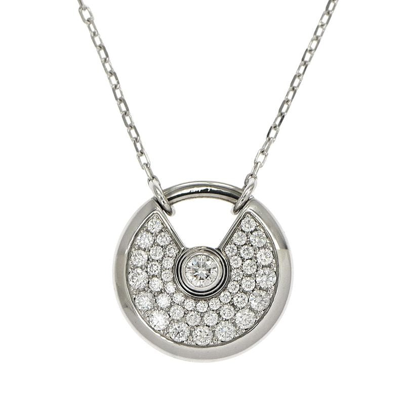Cartier Necklace Amulet De 750 WG 18K White Gold Diamond Jewelry
