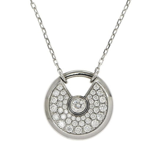 Cartier Necklace Amulet De 750 WG 18K White Gold Diamond Jewelry