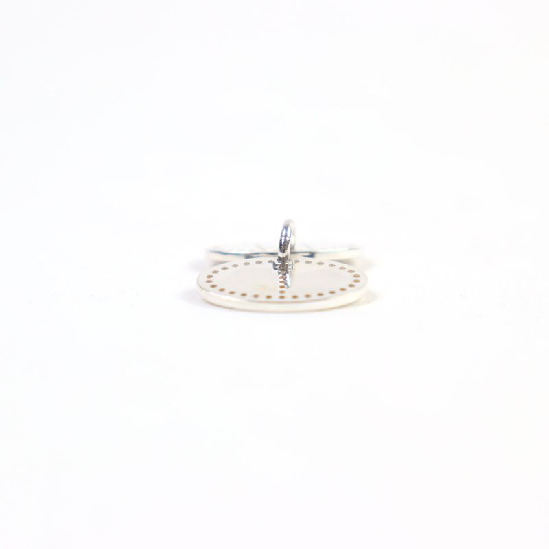 Hermes Eclipse Evelyn Ag925 H Logo Motif Perforated Oval Pendant Top Silver