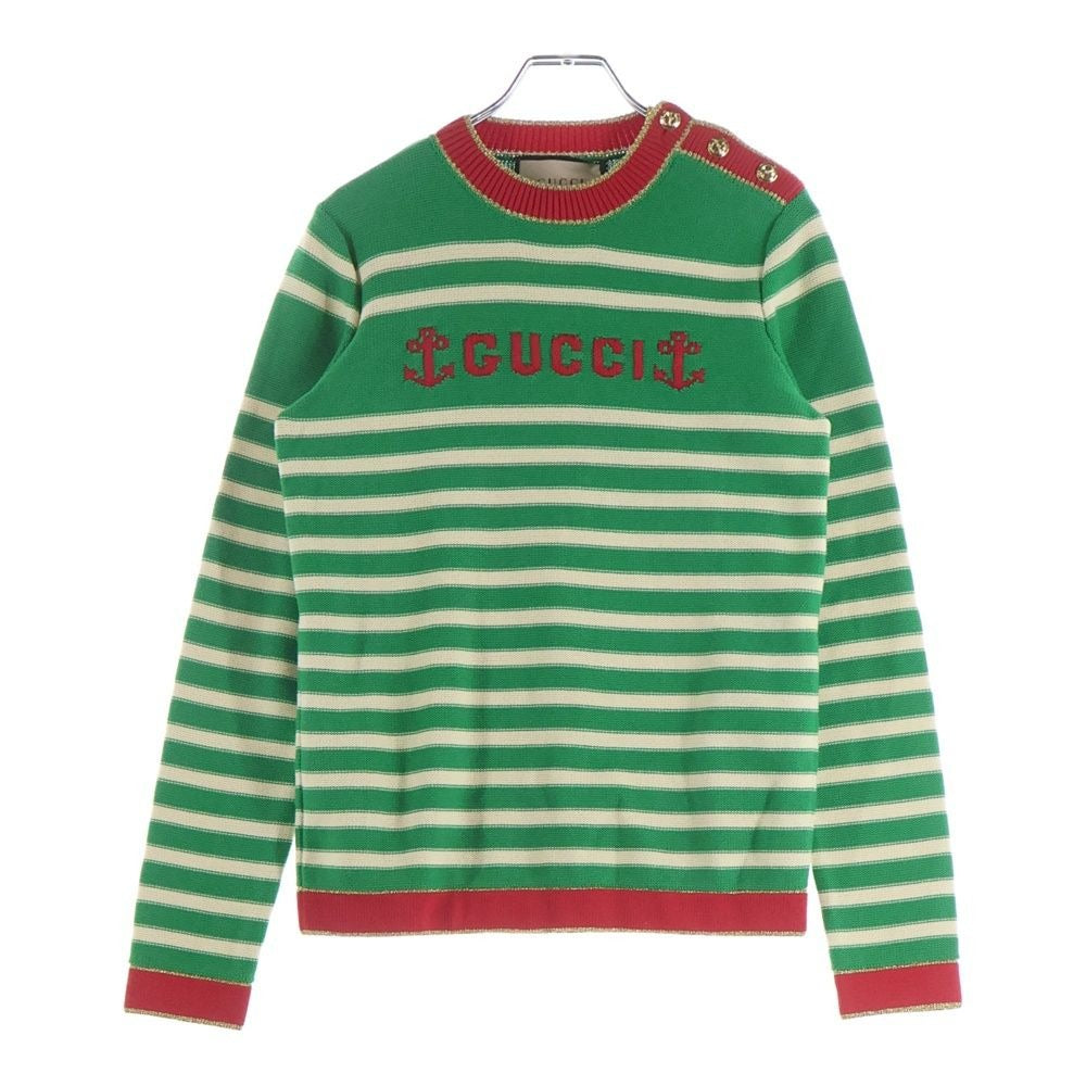 Gucci Front Logo Marine Knit Green Flat