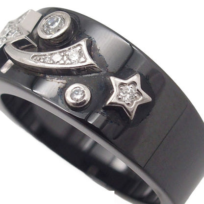 Chanel Cosmic Comet Ring Black White Gold Ceramic 18K Star Pave Diamond — view 6