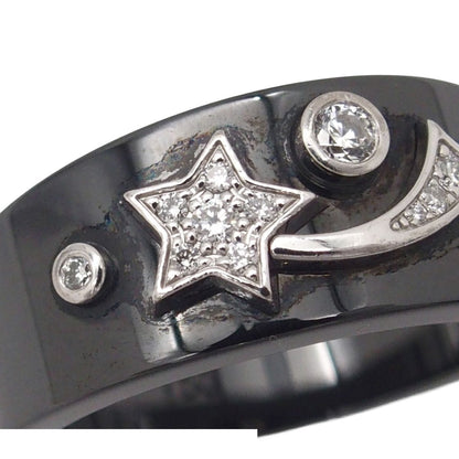 Chanel Cosmic Comet Ring Black White Gold Ceramic 18K Star Pave Diamond — view 7