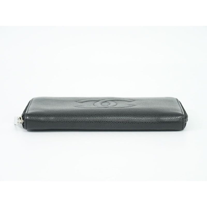 Chanel Coco Mark Round Zipper Long Wallet Caviar Leather — view 4