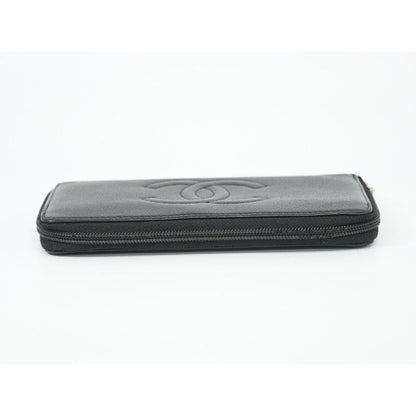 Chanel Coco Mark Round Zipper Long Wallet Caviar Leather — view 5