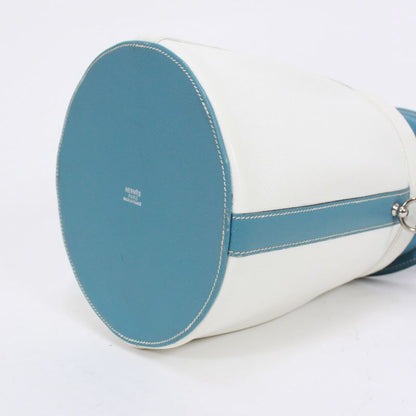 Hermes Firming PM Vaux Epson Blue And White Handbag Silver