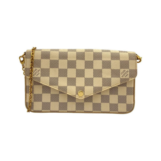 Louis Vuitton Damier Azur Pochette Shoulder Bag Gold