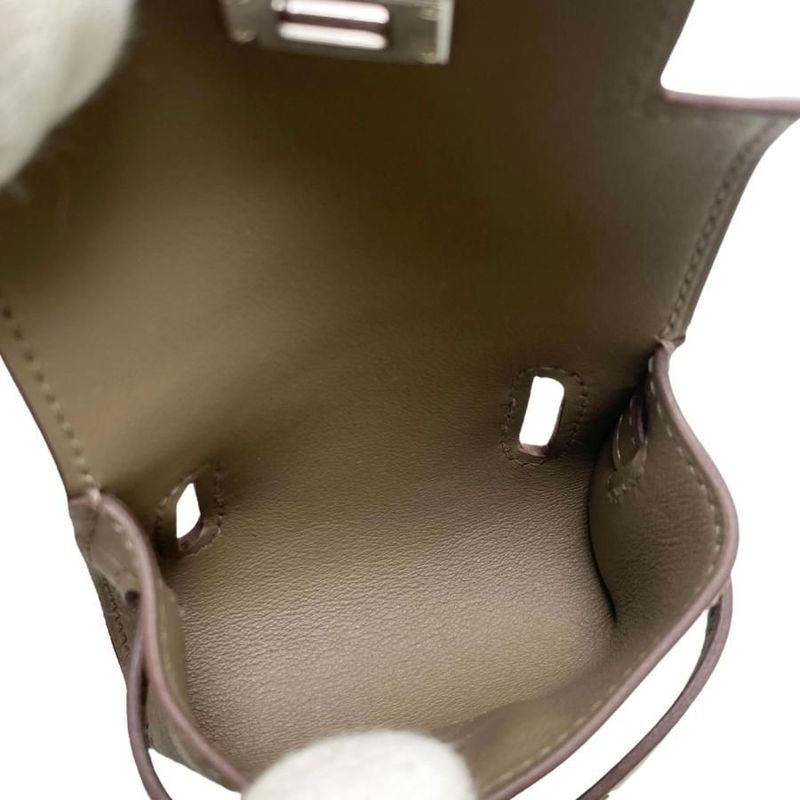 Hermes Shoulder Bag Kelly Move Engraved B Swift Etoupe Glazed Silver Hardware
