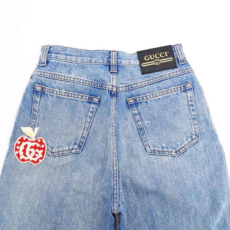 Gucci Denim Pants Pomme Apple 22 Size Blue 502802 Pants Ladies Women's
