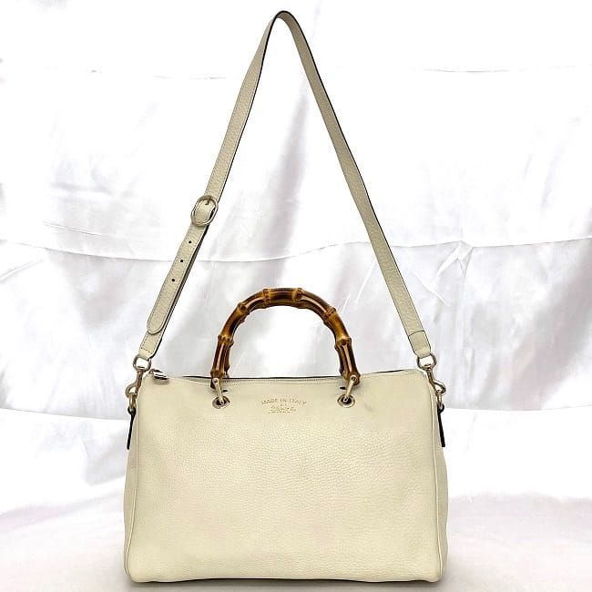 Gucci 2way Boston Bag White Bamboo 353124