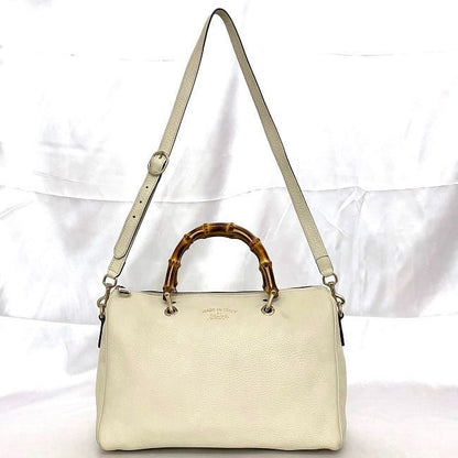 Gucci 2way Boston Bag White Bamboo 353124