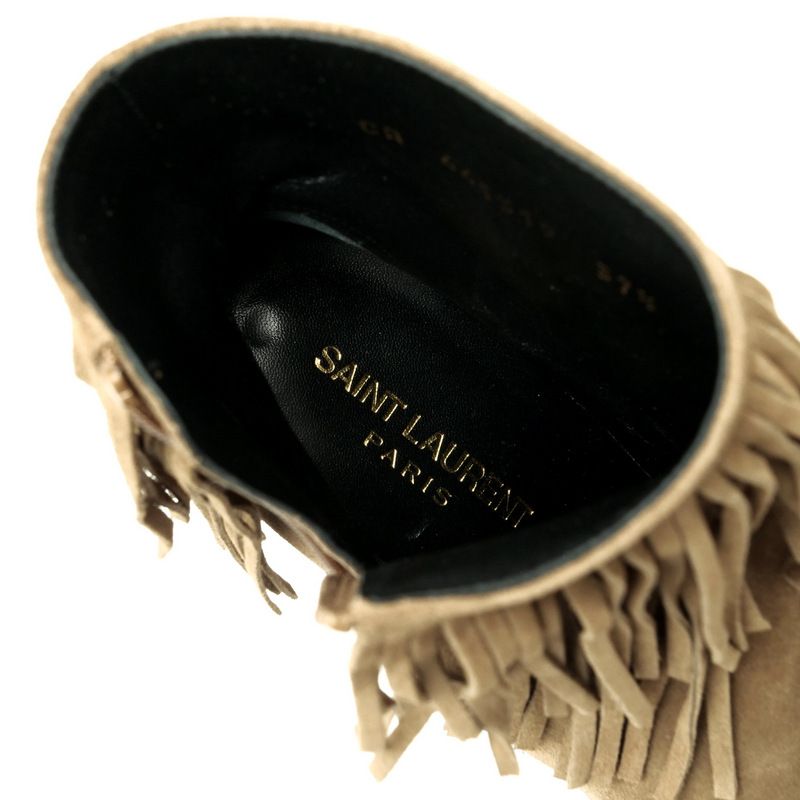 Saint Laurent Paris Boots Size 37.5 Fringe Boots Ankle Short Boots Shoes Made