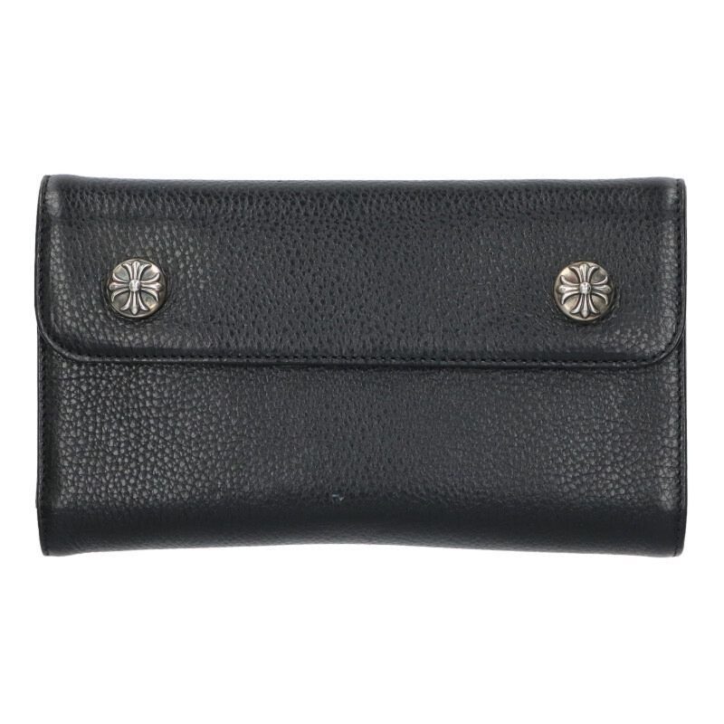 Chrome Hearts Wave Cross Ball Button Leather Wallet